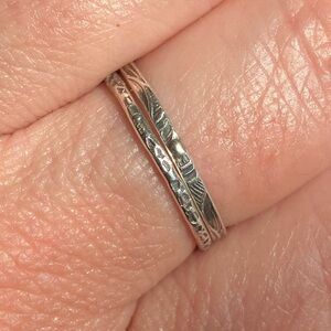 Two oxidized sterling silver stacking rings - Size 7